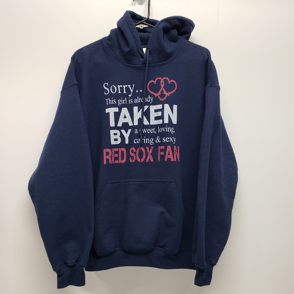 Gildan Red Sox Fan Womens Sweatshirt Hoodie Long Sleeve Large Navy